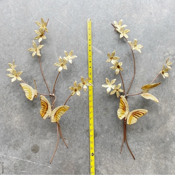 Homeco Vintage MCM 3D Brass & Copper Butterfly Leaf Flower Wall Art 4 Pieces - Picture 6 of 12